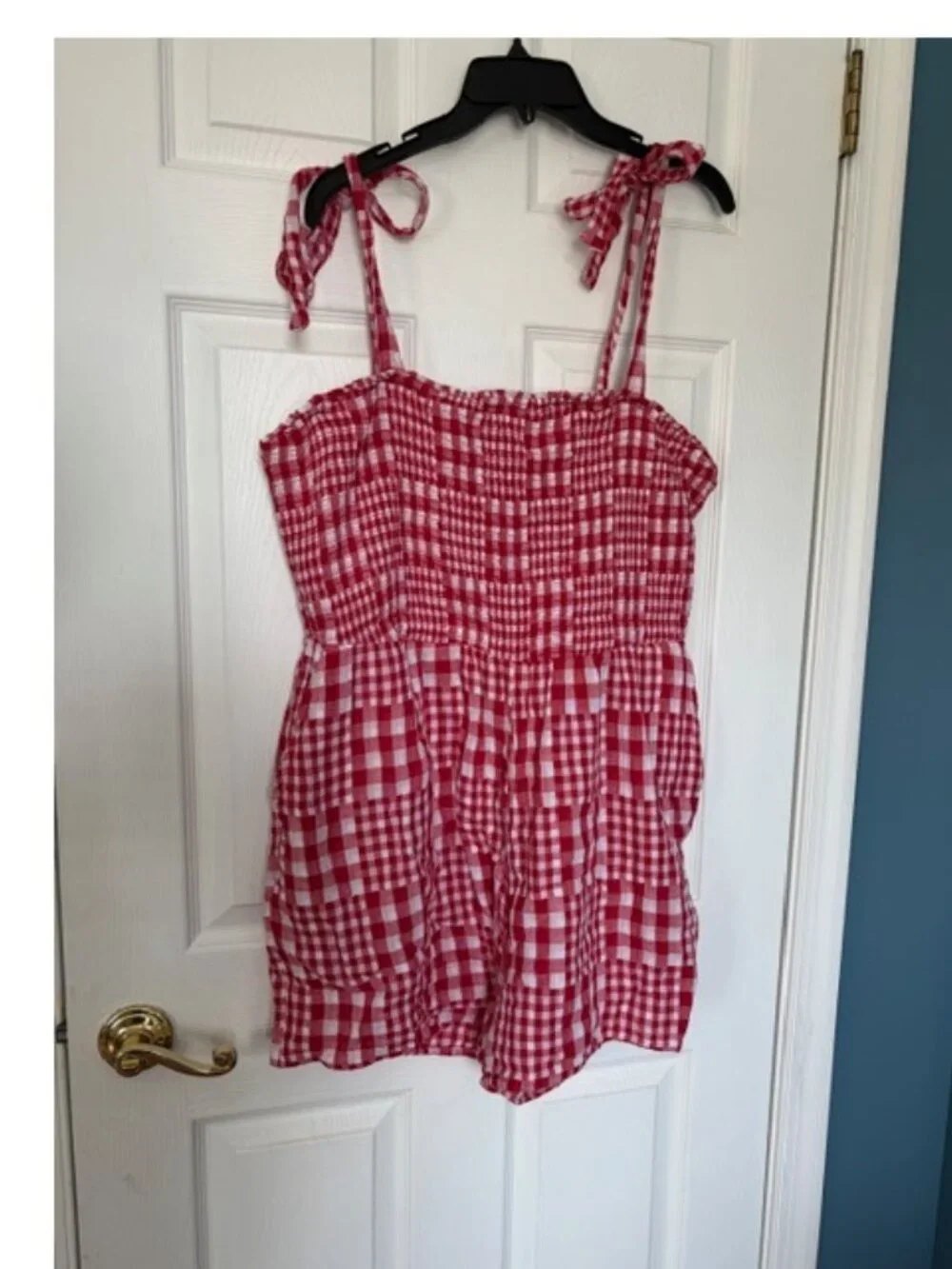 Old Navy red checked romper- size XL - Picture 4 of 5